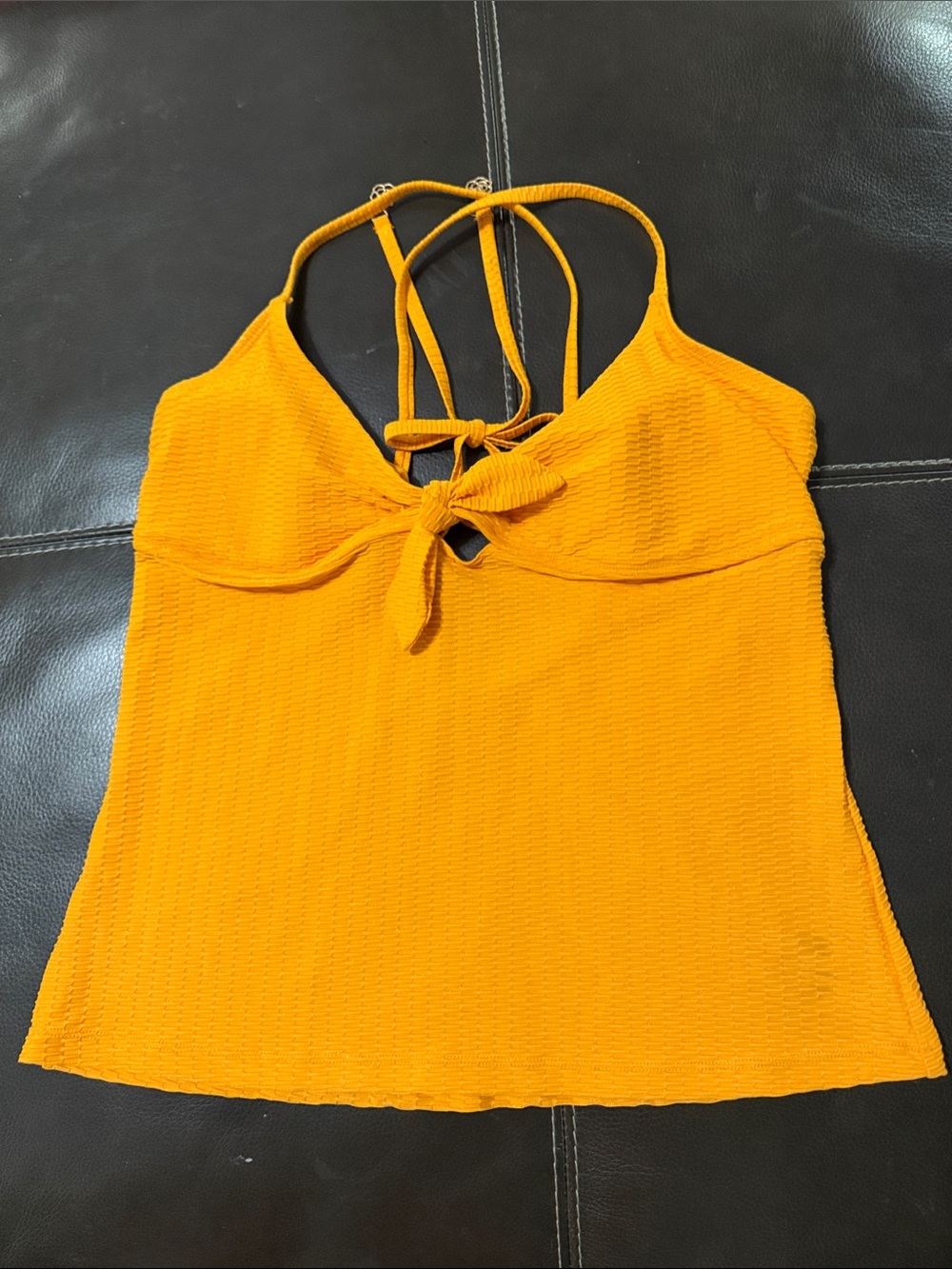 Women's Jessica Simpson Tie-Front Swim Tankini Top Mustard Yellow